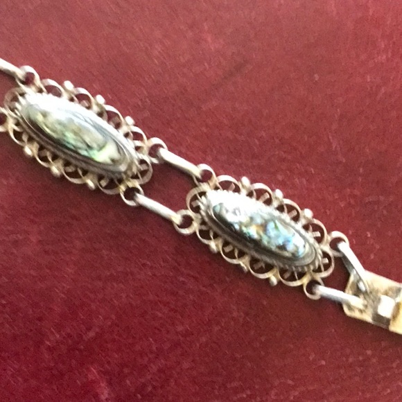 Vintage Abalone Sterling Silver Bracelet EUC - Picture 2 of 10